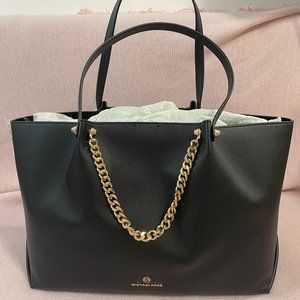 MICHAEL KORS Zena Women's Black Large Vegan Convertible Tote Shoulder Bag